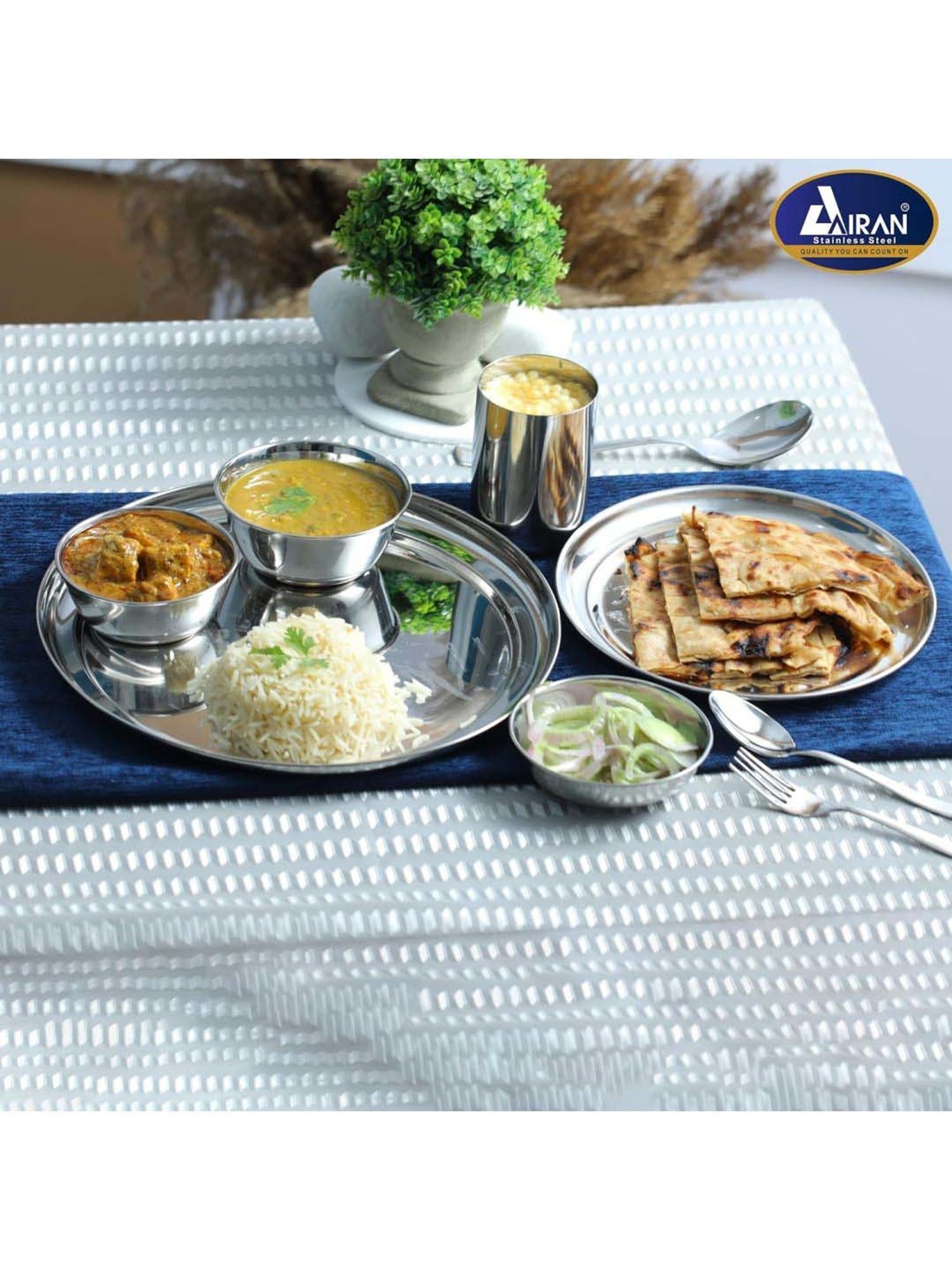 Airan Silver Stainless Steel 50 Pcs Dinner Set