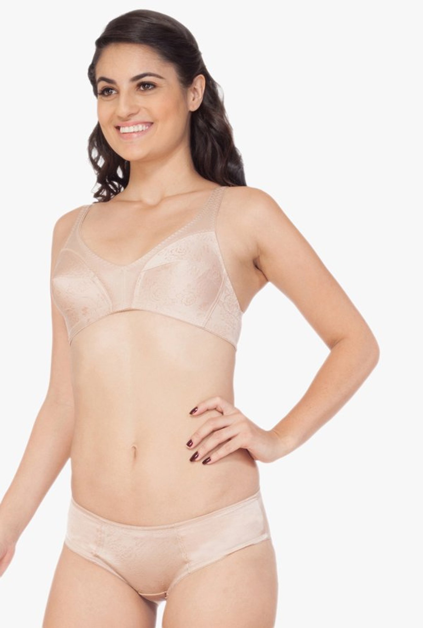Soie Beige Minimizer Bra & Hipster Panty
