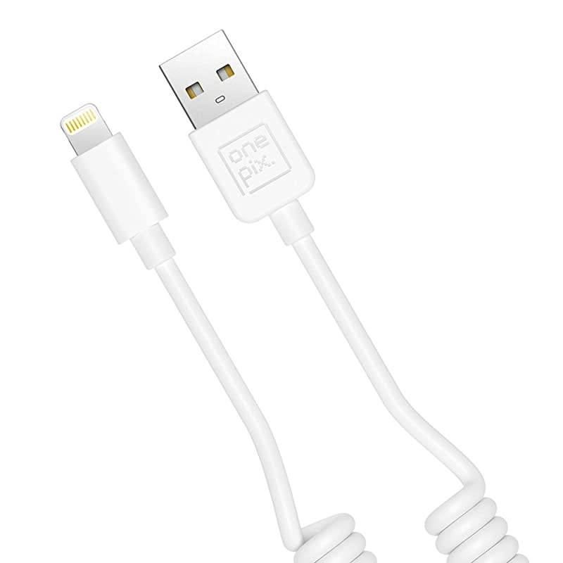 iPhCharger Cable for Car (3 ft), MFi Certified Coiled Lightning Cable Compatible with iPh12Pro Max/12Pro/12/11/XS/XS Max/XR/X/8/8 Plus/iPad/iPod - White