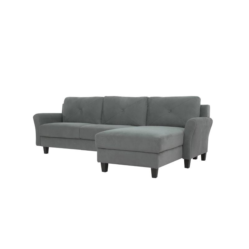 Henry 3 Seat Sectional Sofa with Rolled Arms Dark Gray - Lifestyle Solutions