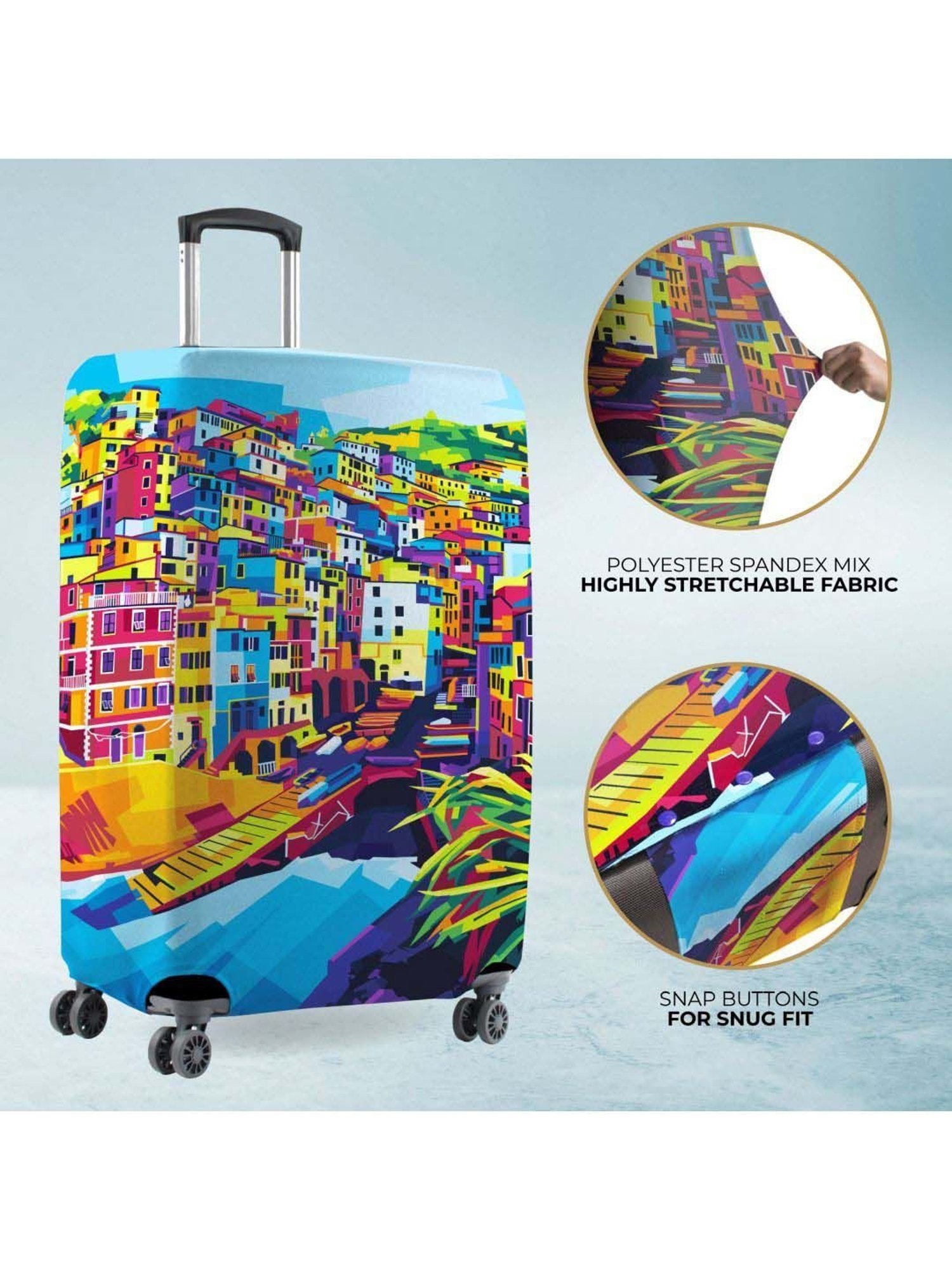 Nasher Miles Polyester 55 cm (20 Inch) Small Protective Luggage Cover - Riomaggiore Design