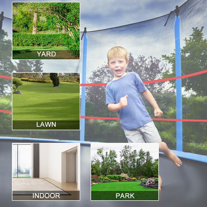 Costway 14 Ft Multicolored Trampoline Recreational Exercise w/ Safety Net Ladder