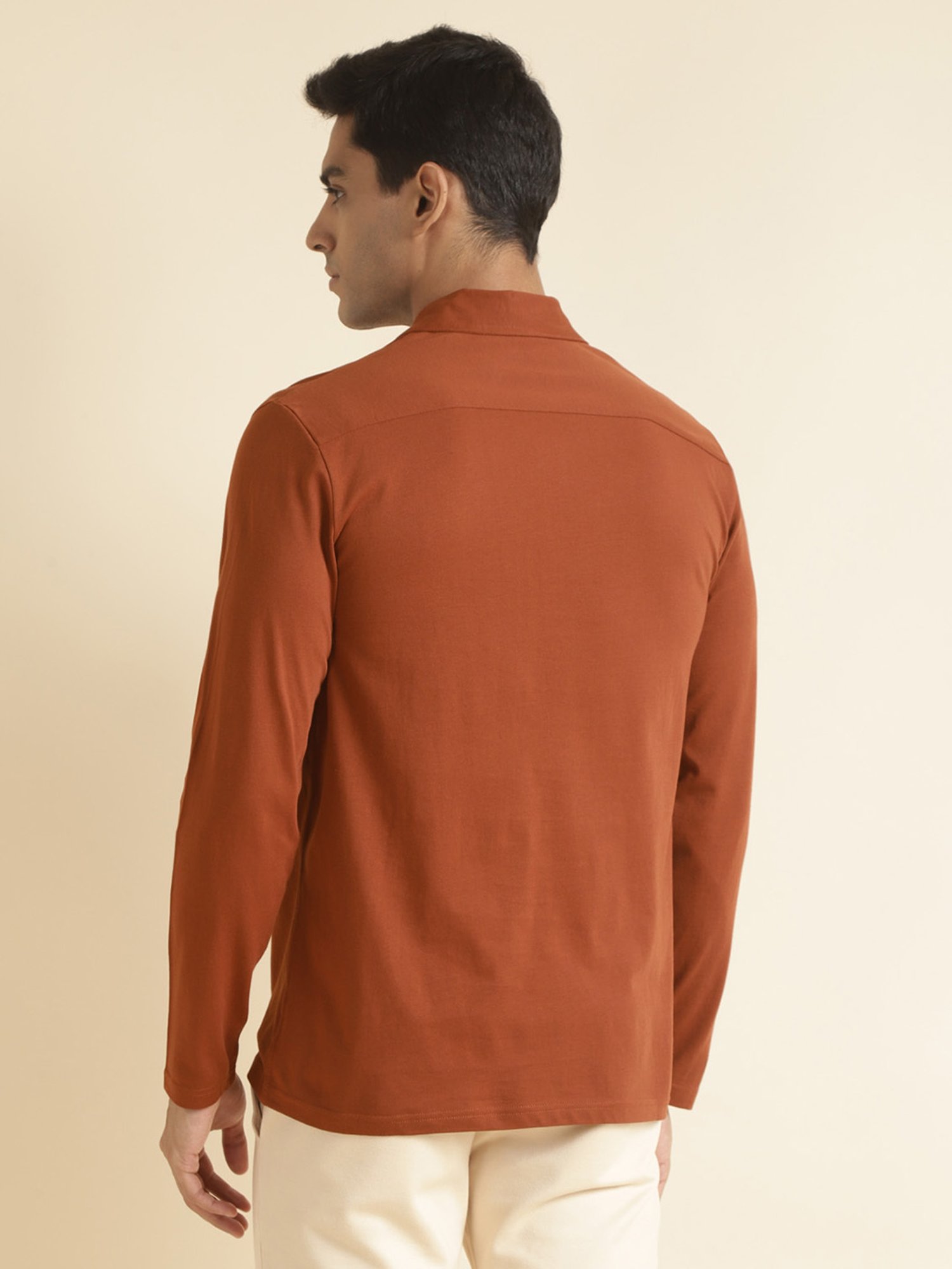 ANDAMEN Rust Regular Fit Cotton Polo T-Shirt