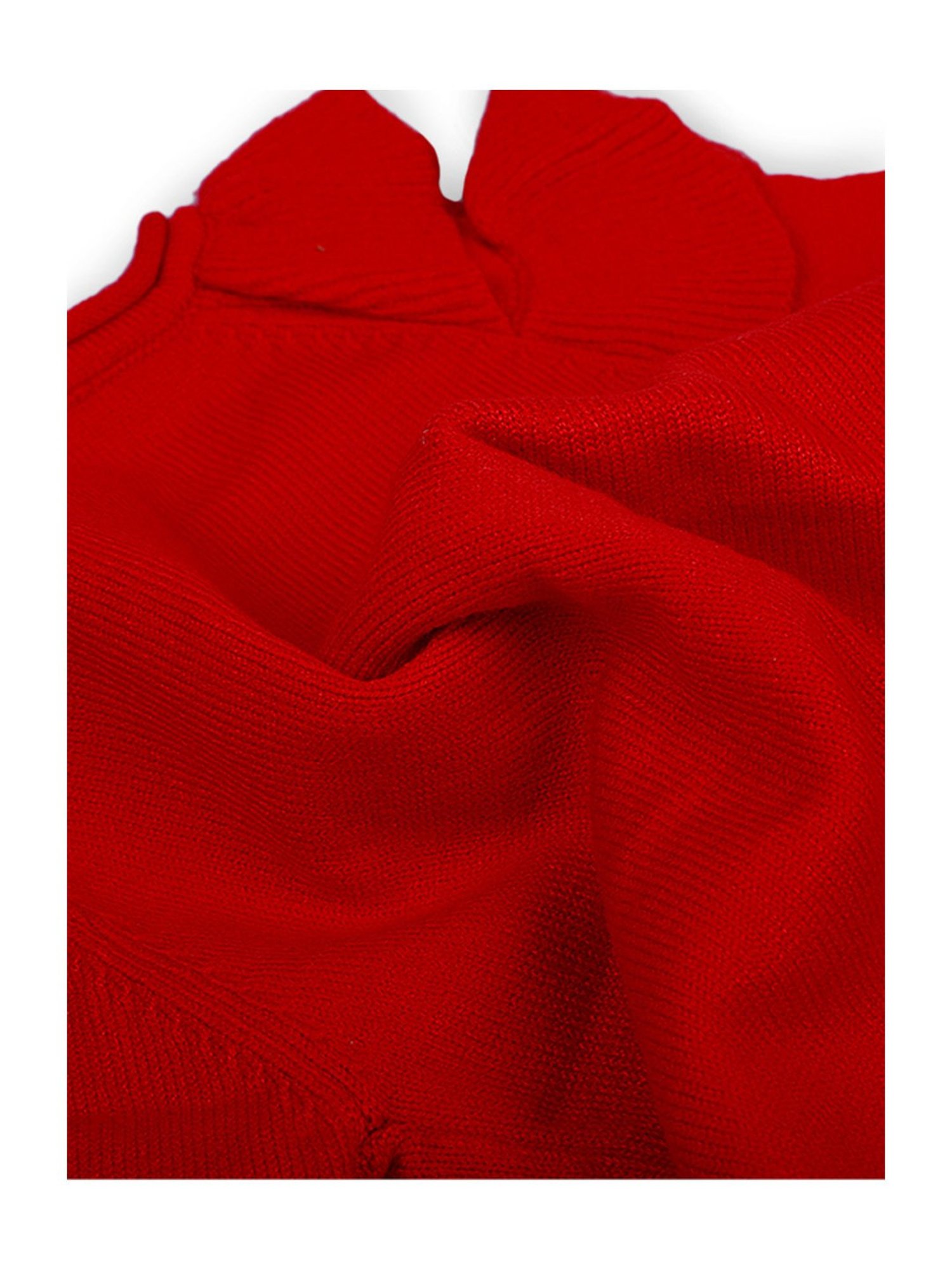 Baby Moo Kids Red Regular Fit Full Sleeves Sweater