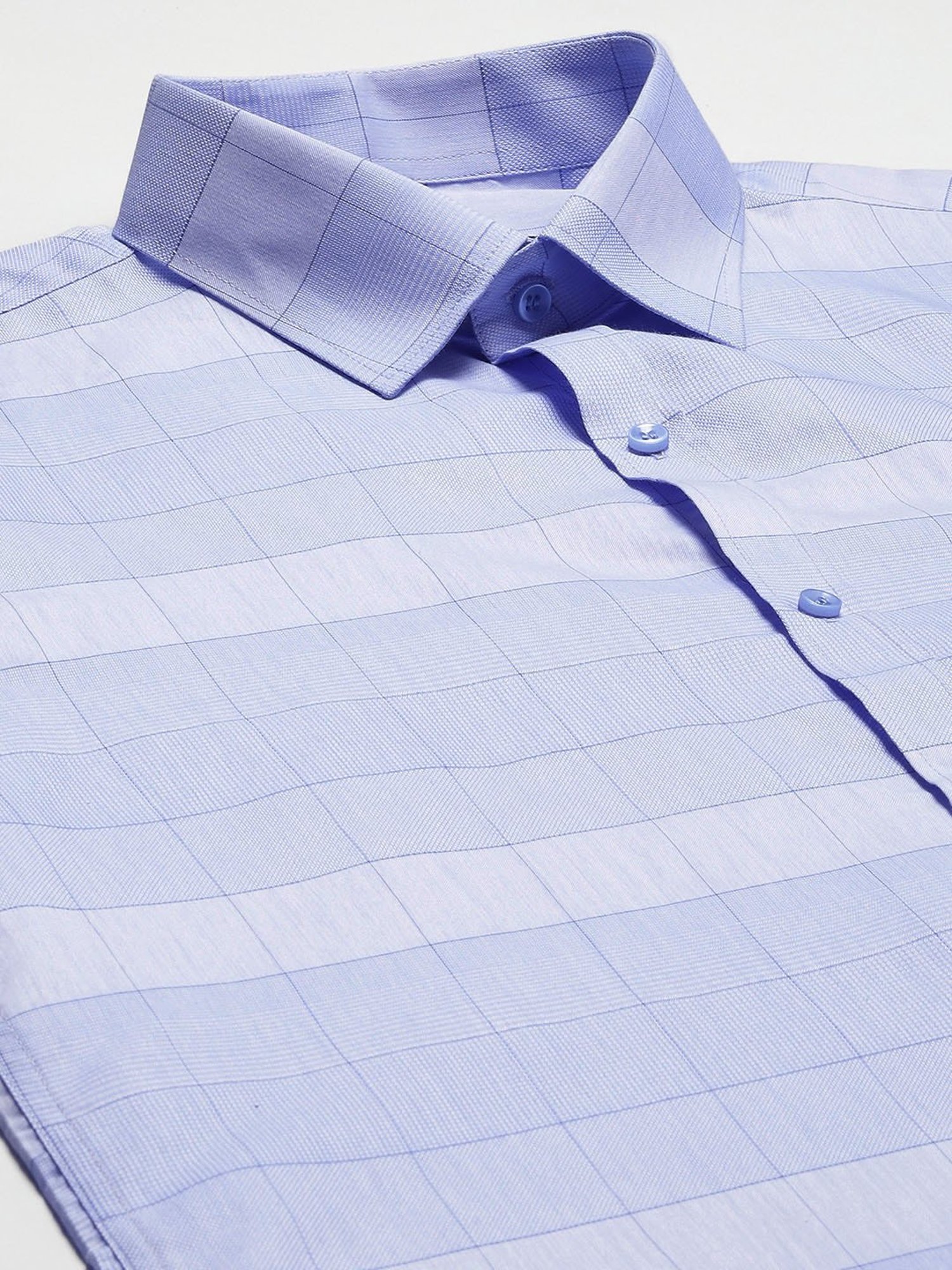 ManQ Blue Regular Fit Checks Shirt