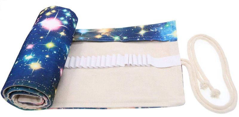 Coideal Colored Pencils Case Wrap Roll Up Holder Pouch for Artist Travel Drawing Coloring Portable Canvas Storage Organizer for Ball Pens or Pencils (72 Holes, Star Universe)