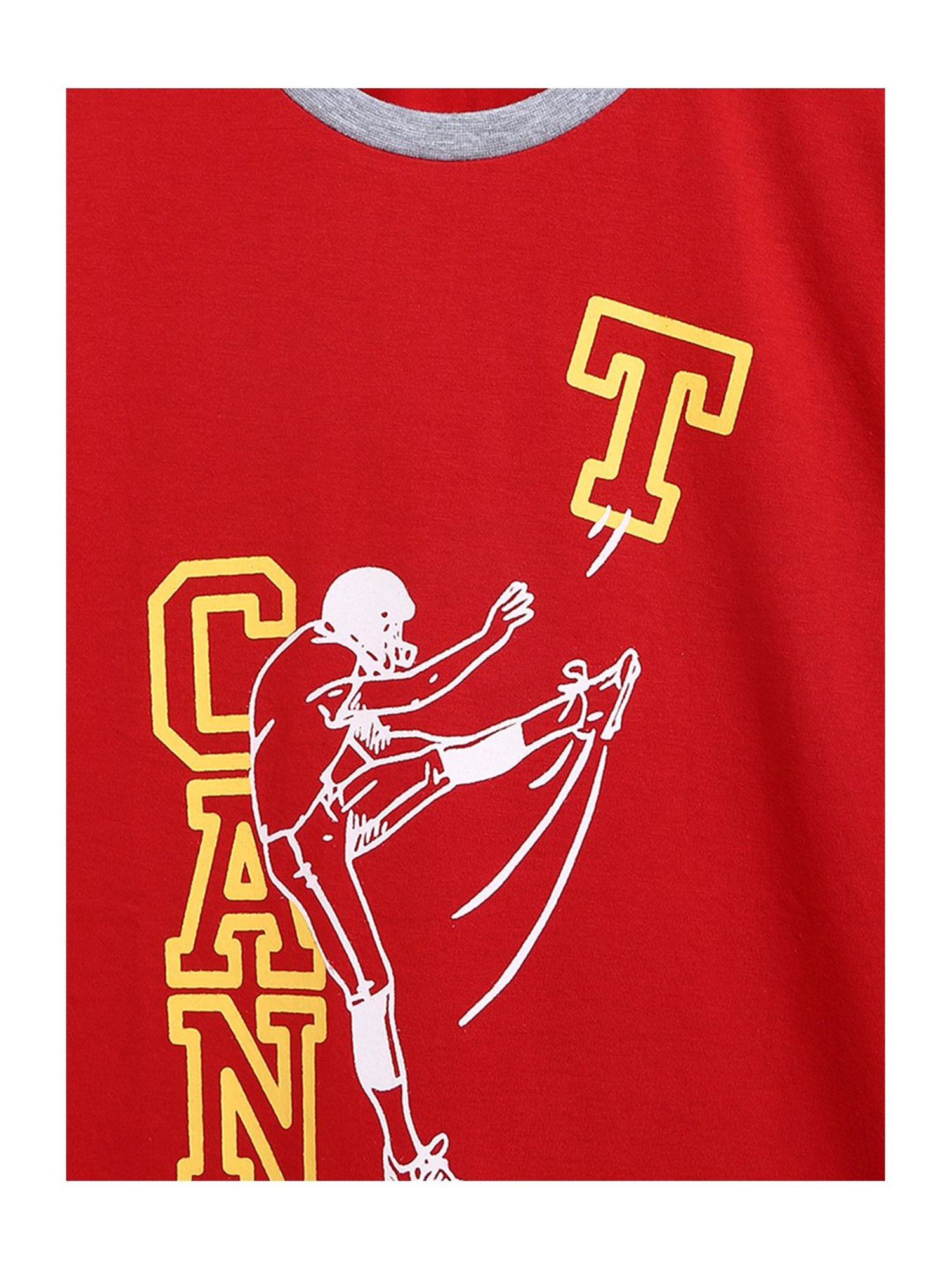 Li'l Tomatoes Kids Red & White Cotton Graphic Print T-Shirt - Pack of 2