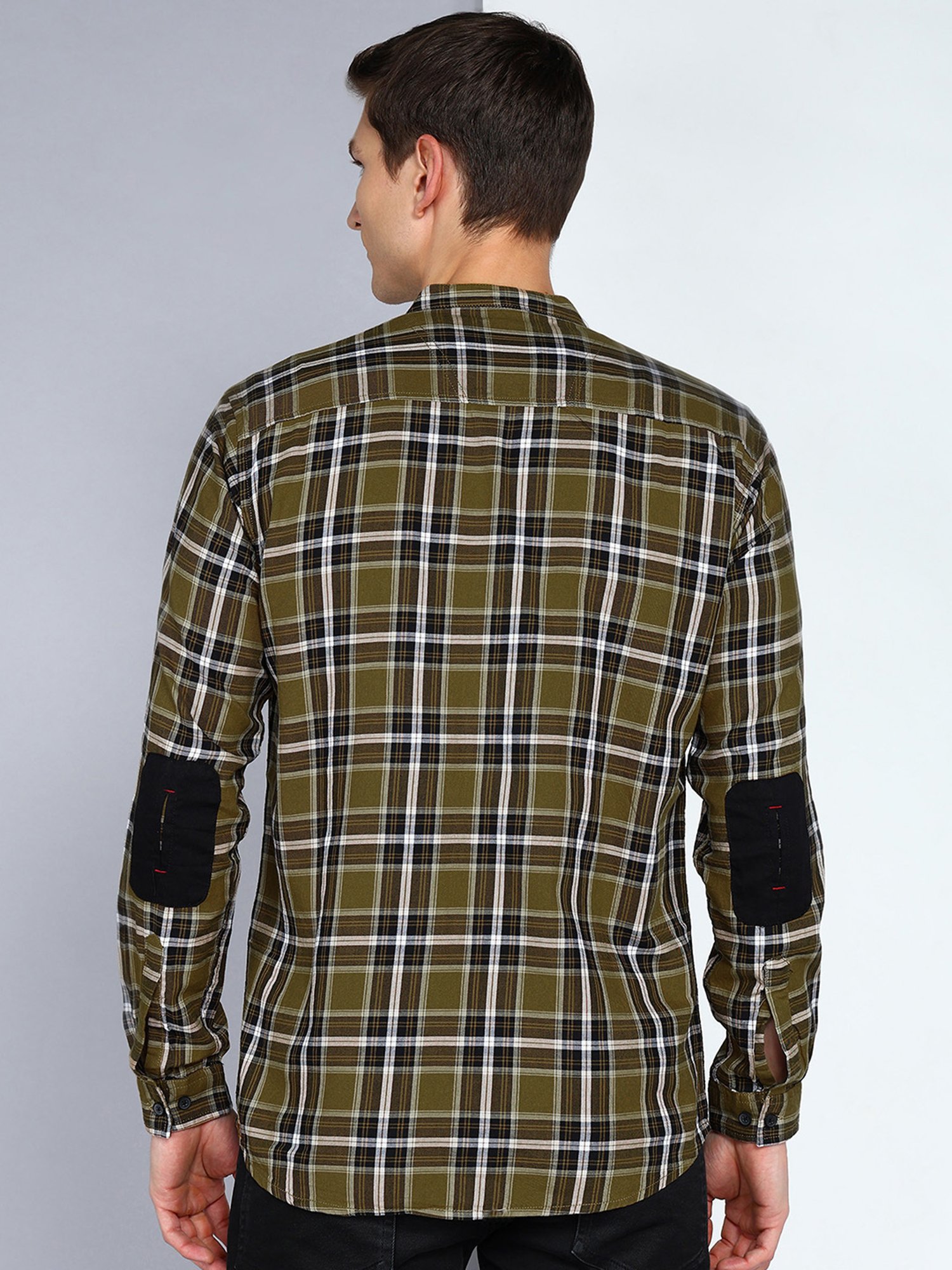 Kuons Avenue Black & Khaki Slim Fit Check Shirt