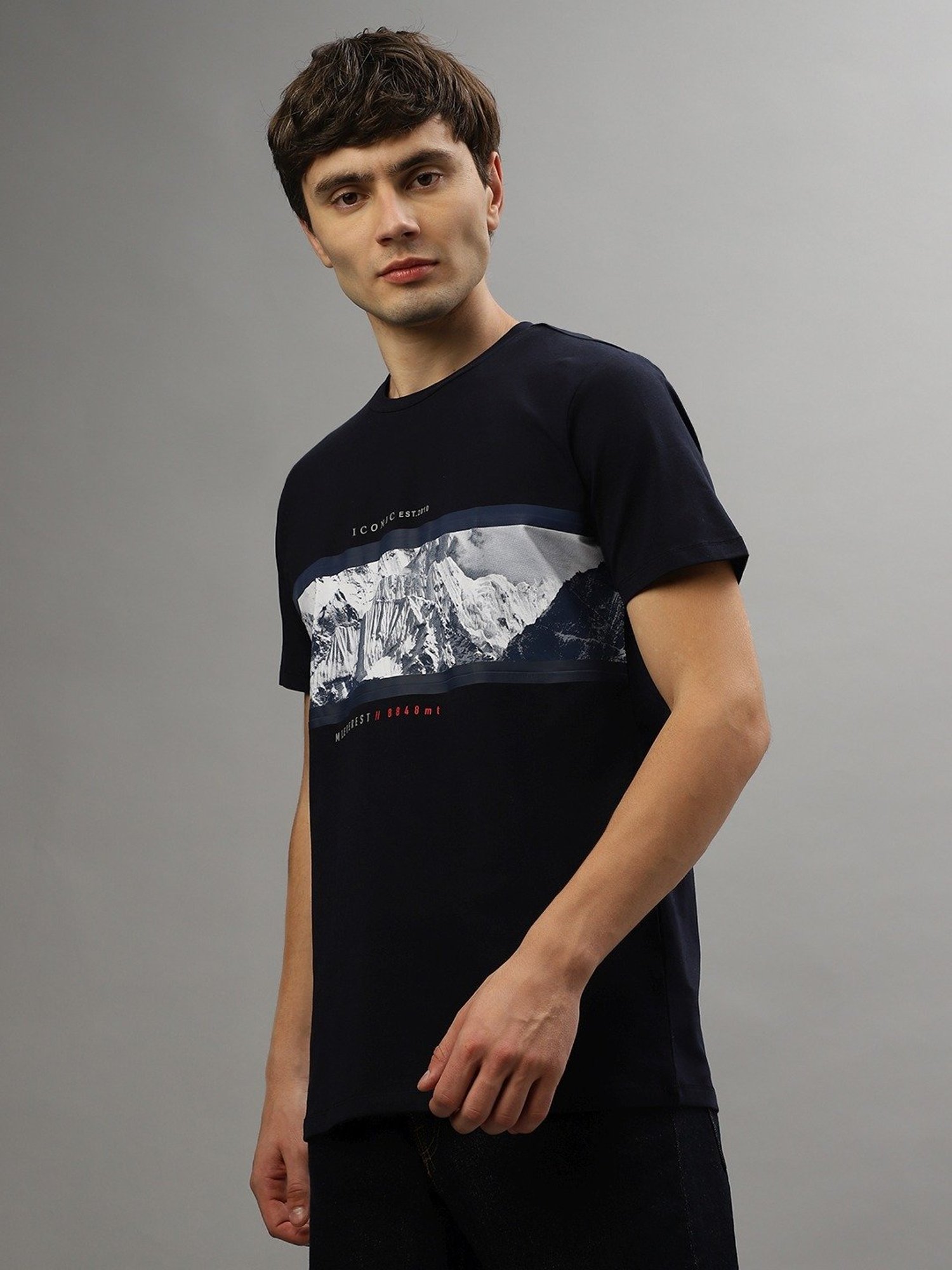 Iconic Men Graphic Print Regular Fit Cotton T-shirt