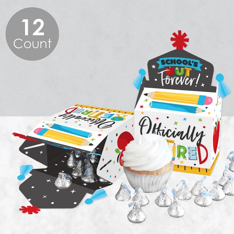 Big Dot of Happiness Teacher Retirement - Treat Box Party Favors - Happy Retirement Party Goodie Gable Boxes - Set of 12