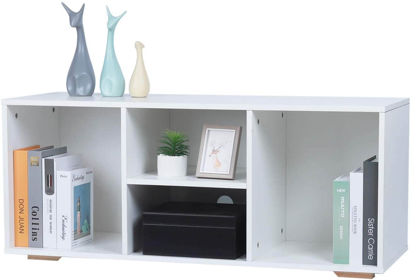 TINSAWOOD TV Stand Media Console with Wooden Frame Living Room Storage Cabinet Entertainment TV Stands,42 Inch