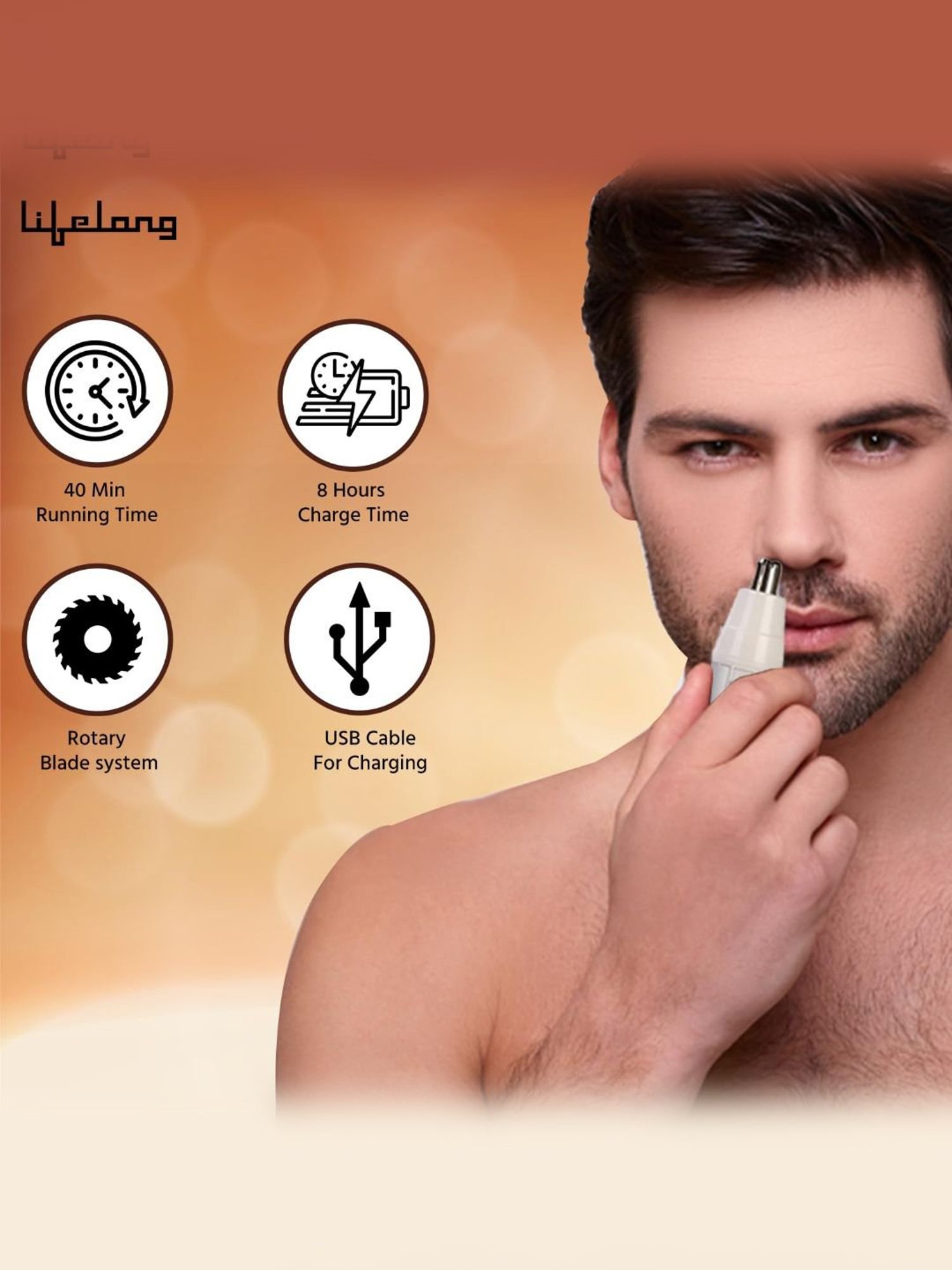 Lifelong LLPCM03 Cordless Rechargeable Nose and Ear Trimmer (Silver)