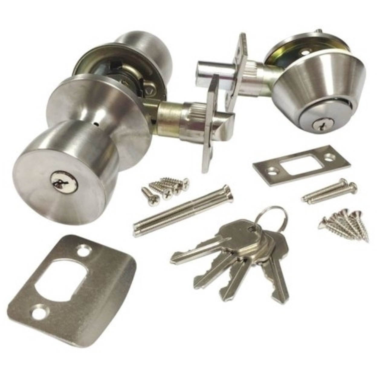 US Hardware D-084SC Brass Knob & Deadbolt Set