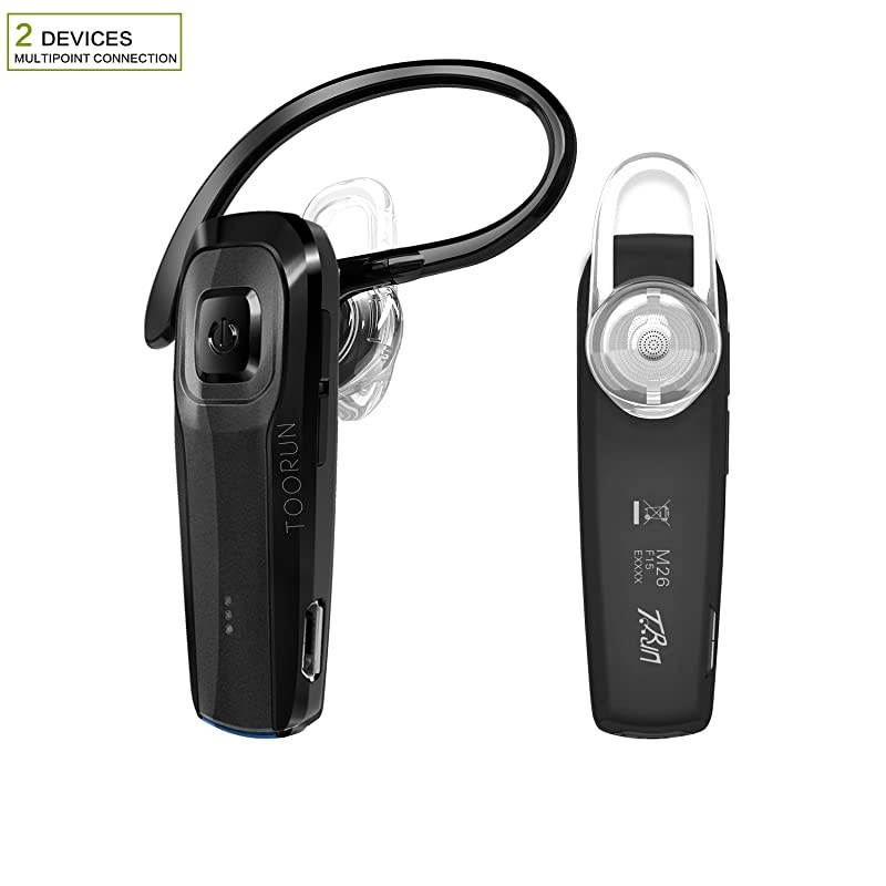 M26 Bluetooth Headset with Noise Cancelling Compatible with Smart Phones LG G7 Samsung Note9 S9 iPhone Xs MAS Moto Z3 P30 Google pixel3 ZTE AxonBlack