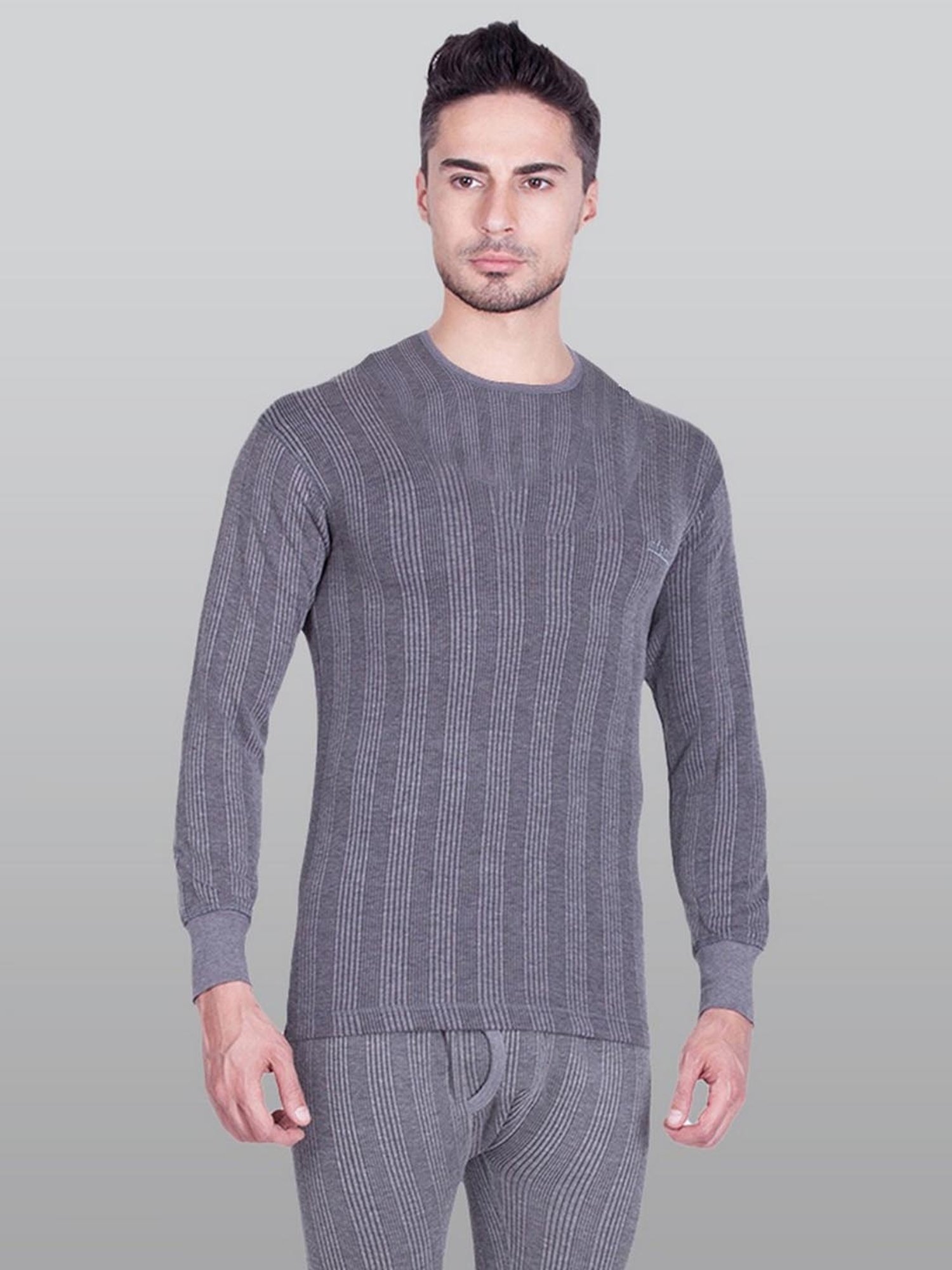 LUX Inferno Charcoal Skinny Fit Striped Thermal Top - Pack of 2