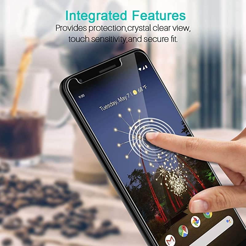 3 Pack Screen Protector Compatible with Google Pixel 3a Tempered Glass, HD Transparent, Easy Frame Installation, Case Friendly