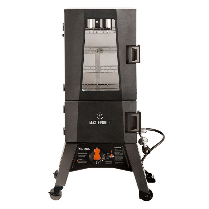 Masterbuilt MB20050716 Thermotech Vertical Propane Smoker with Viewing Window and 4 Racks, 30 Inch, MPS 330g, Black