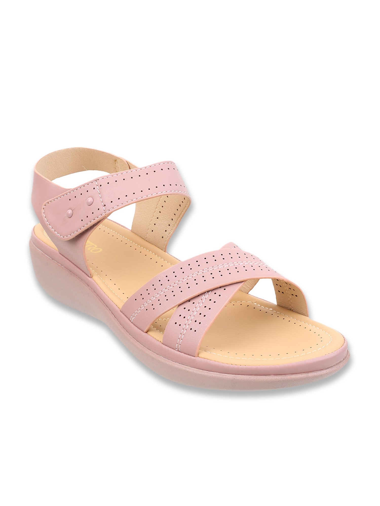 Metro Women's Peach Ankle Strap Wedges