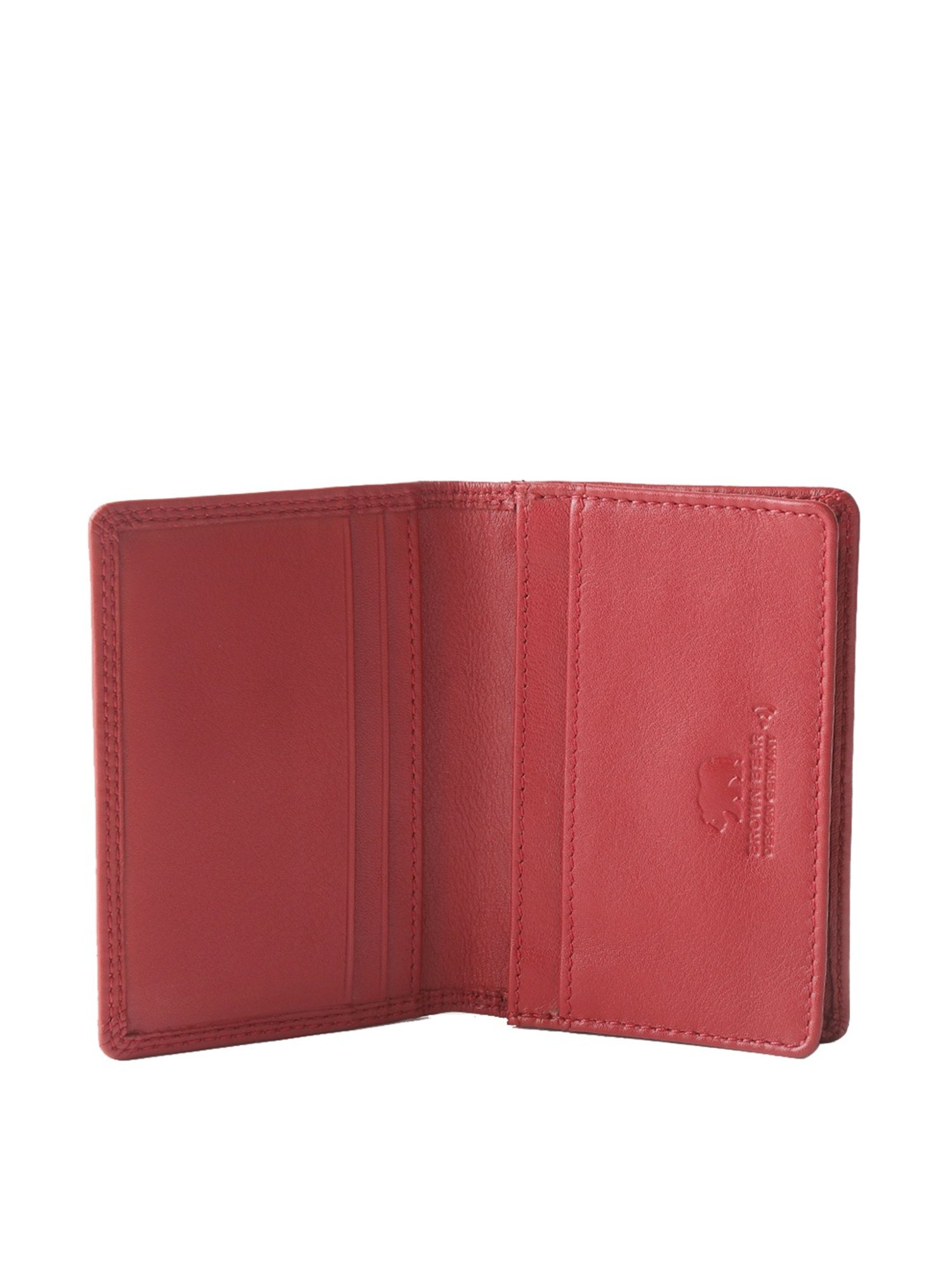 Brown Bear Red Casual Leather Rfid Card Holder for Men