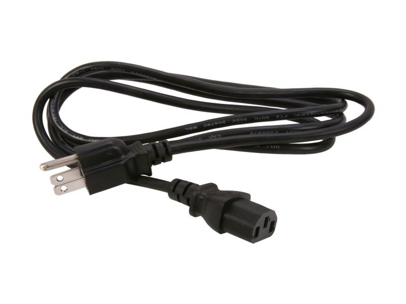 BYTECC Model POWERCORD-6K 6 ft. 18AWG Power Cord w/ 3 Conductor PC Power Connector - Black