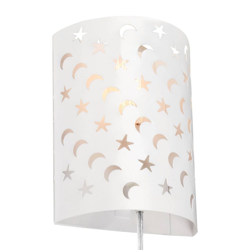 Luna 1-Light Matte White Stars and Moons Plug-In Wall Sconce - Novogratz x Globe