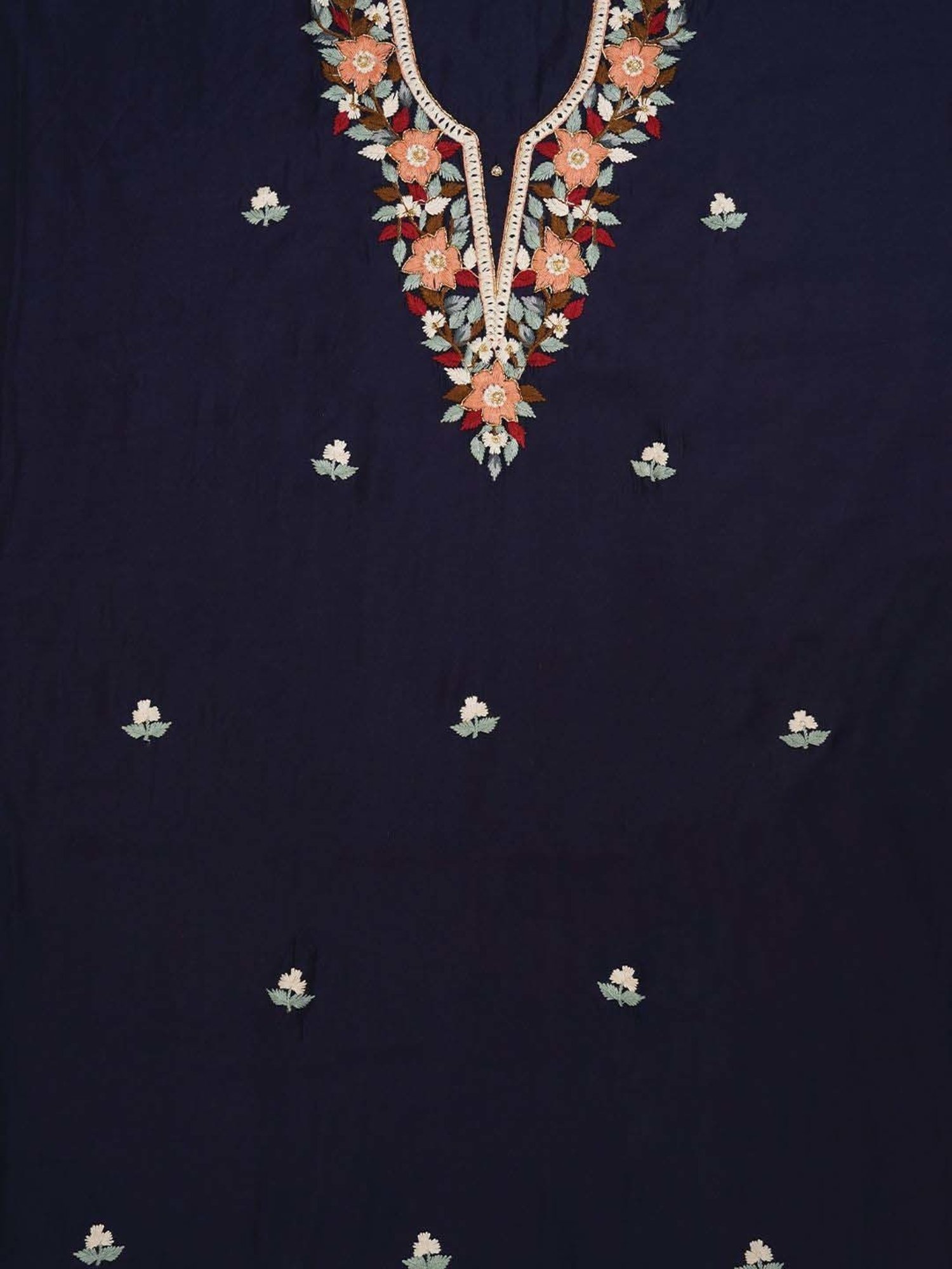 Jaipur Kurti Navy Embroidered Unstitched Dress Material