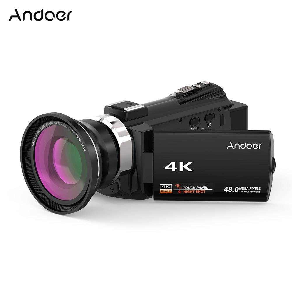 Andoer 4K 1080P 48MP WiFi Digital Video Camera Camcorder Recorder with 0.39X Wide Angle Macro Lens Novatek 96660 Chip 3inch Capacitive Touchscreen IR Infrared Night Sight 16X Zoom Cold Shoe Support