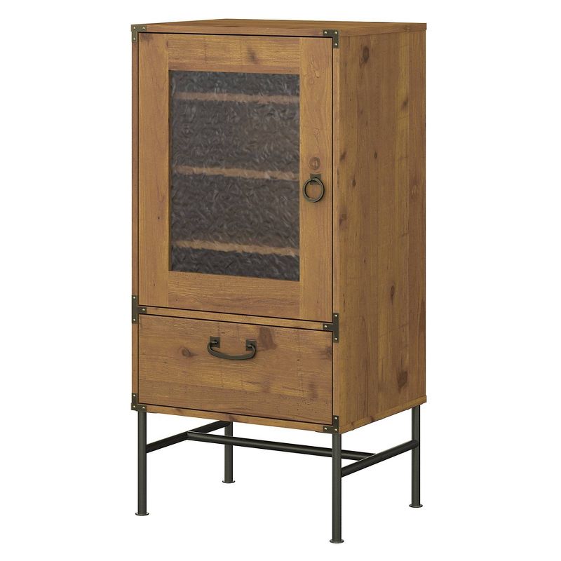 Ironworks Audio Storage Cabinet Vintage Golden Pine - Kathy Ireland Home