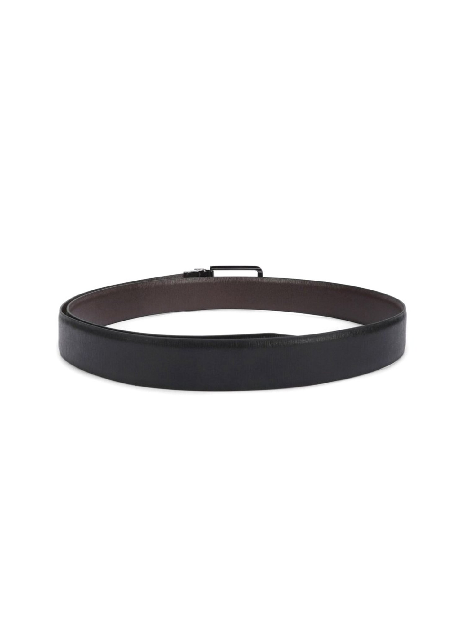 Simon Carter Black Leather Textured Reversible Belt for Men