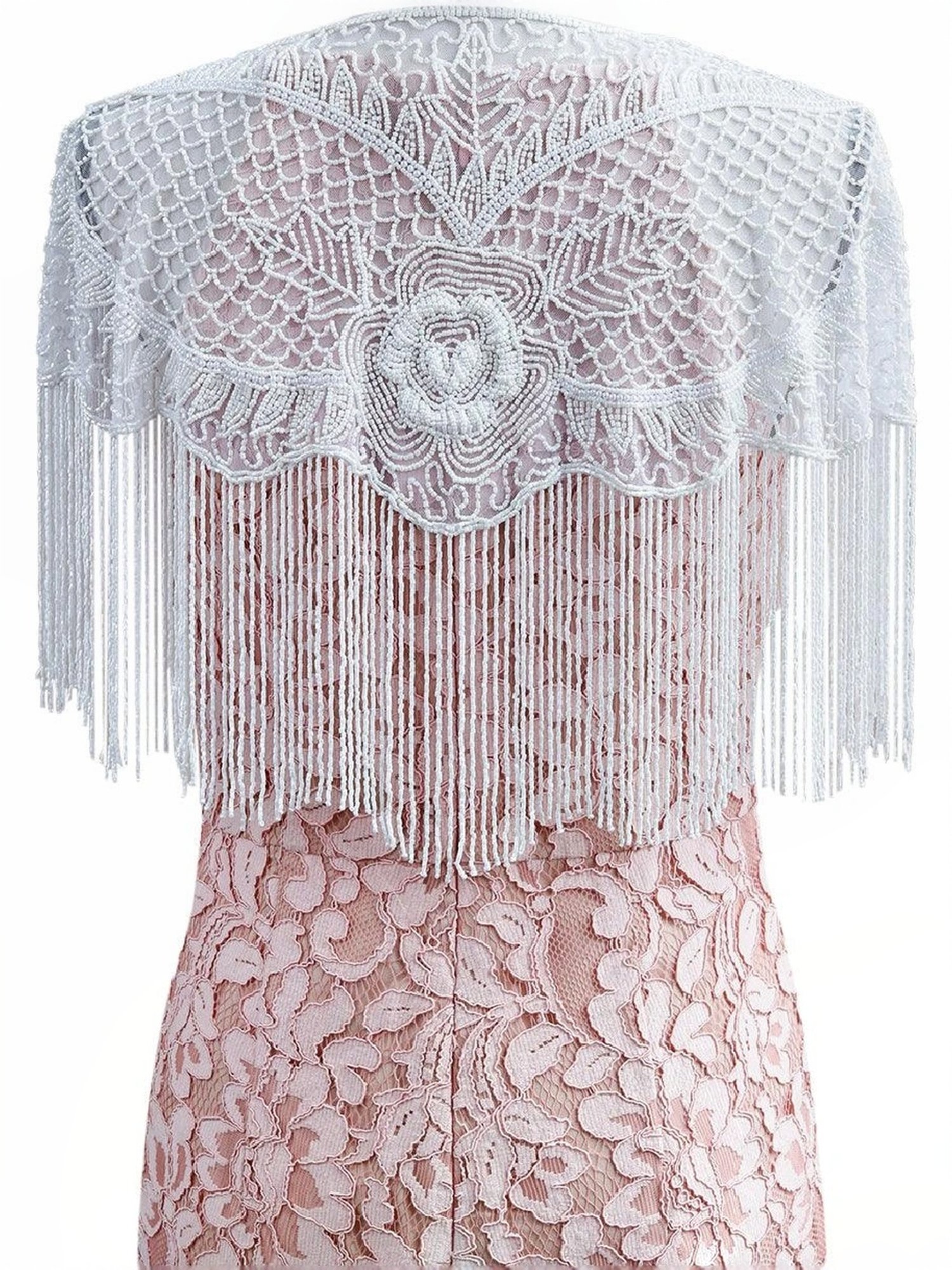 Odette White Embellished Fancy Cape