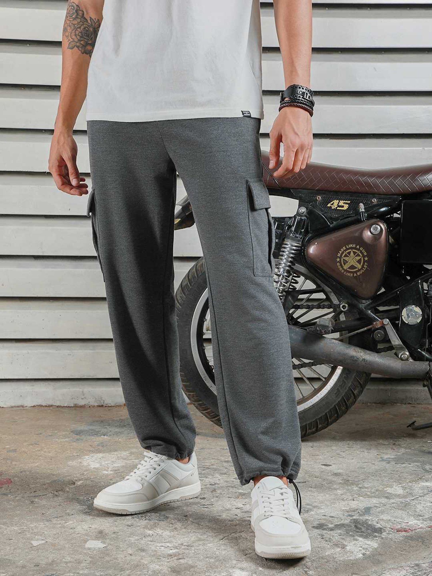 High Star Charcoal Polyester Straight Fit Mid-Rise Trousers