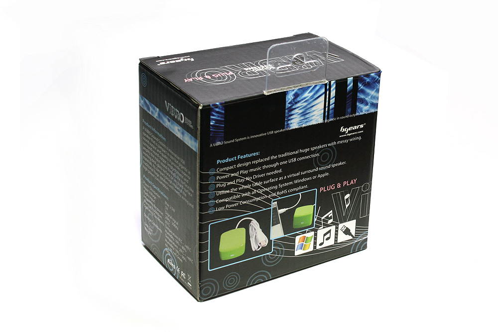 Vibro Sound System Portable USB Speaker resonant sound thru surface Vibration Technology, Black Color