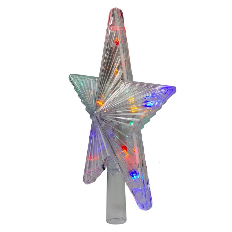 J. Hofert Co 9.5" Lighted Clear Constant Wide Angle 5 Point Star Christmas Tree Topper - Multicolor LED lights