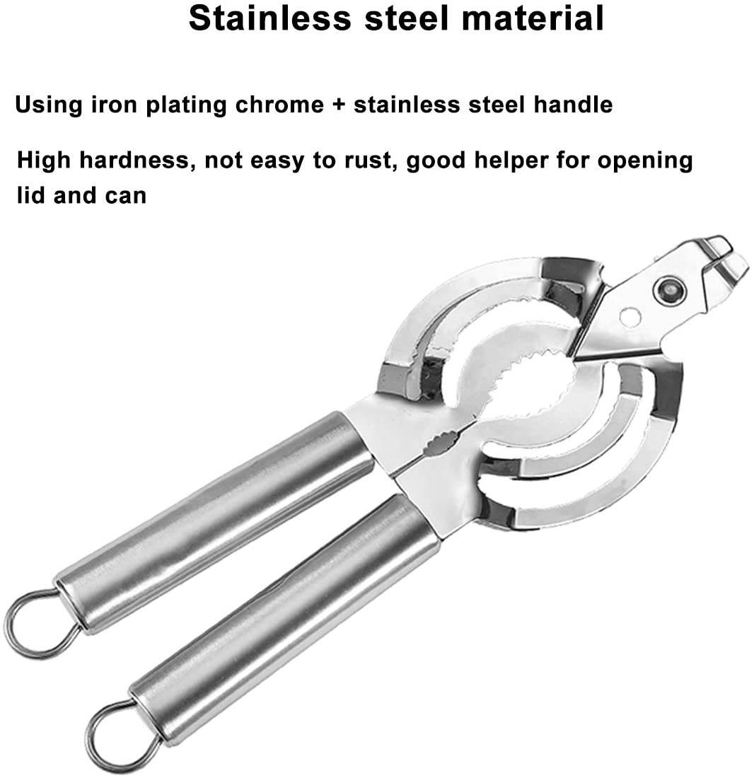 8-in-1 Bottle Opener, Multifunction Can Opener ,Manual Can Opener,Can Top Remover,Bottle Can and Jar Grip Opener Can opener with Smooth Edge, Nut Cracker, for Seniors with Arthritis,Weak Hands