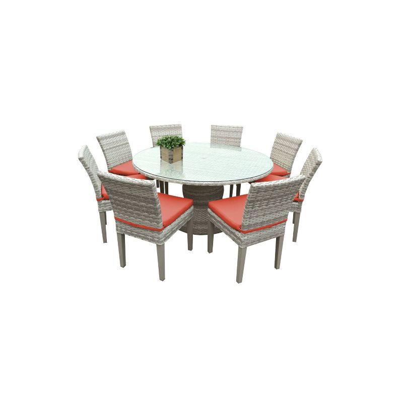 Fairmont 9pc Patio Dining Set - Tangerine - TK Classics