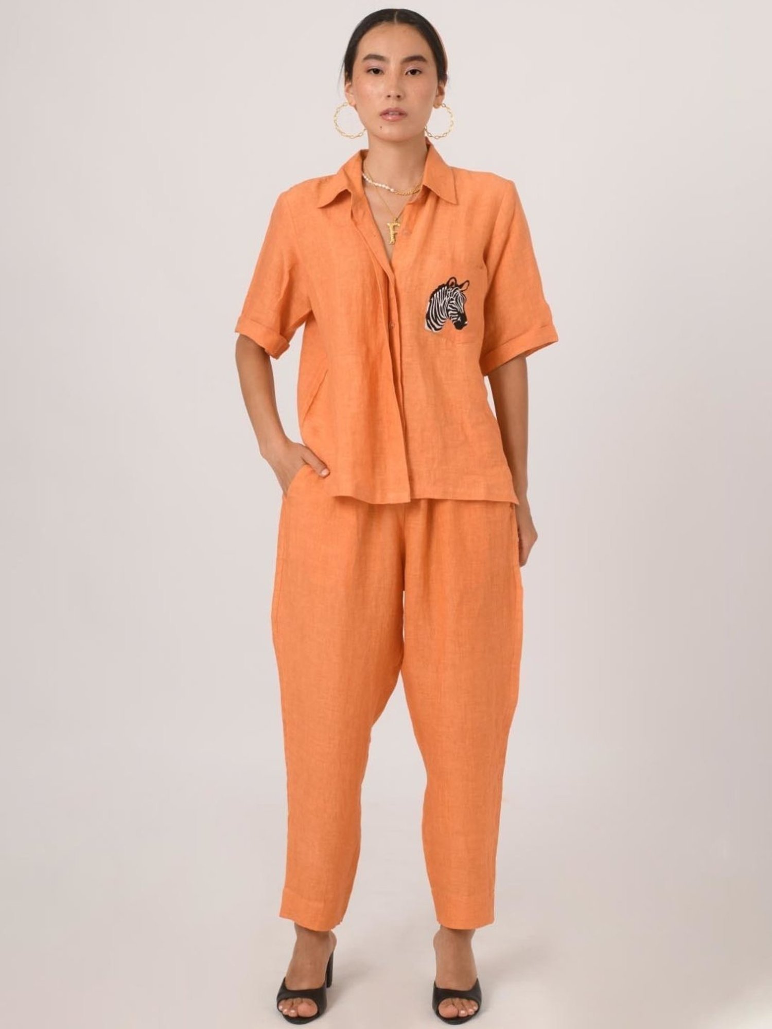 Prakriti Jaipur Orange Linen Pants