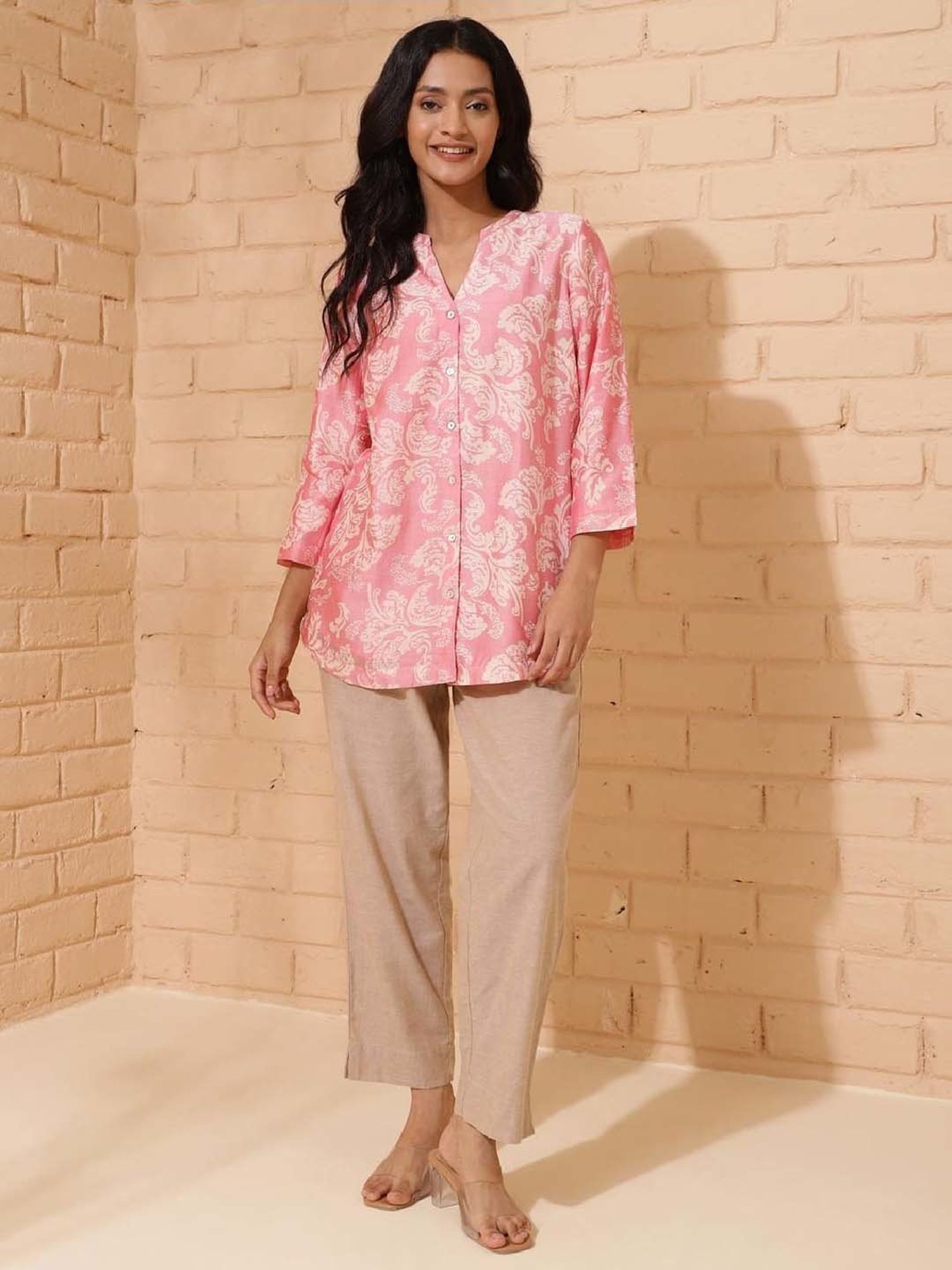 Fabindia Pink Printed Top