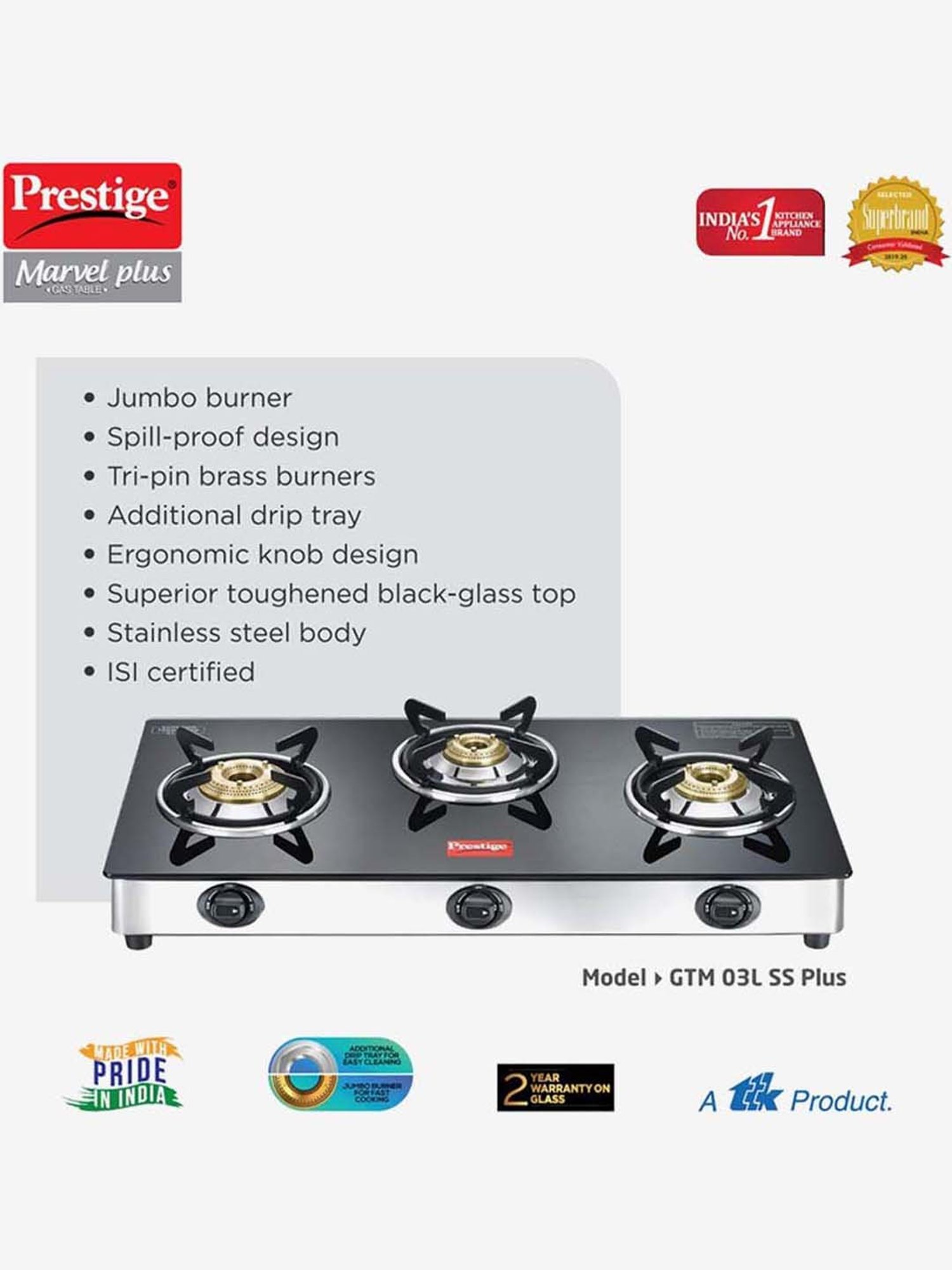 Prestige PIC 16.0 Plus 1900W Induction Cooktop (Black)