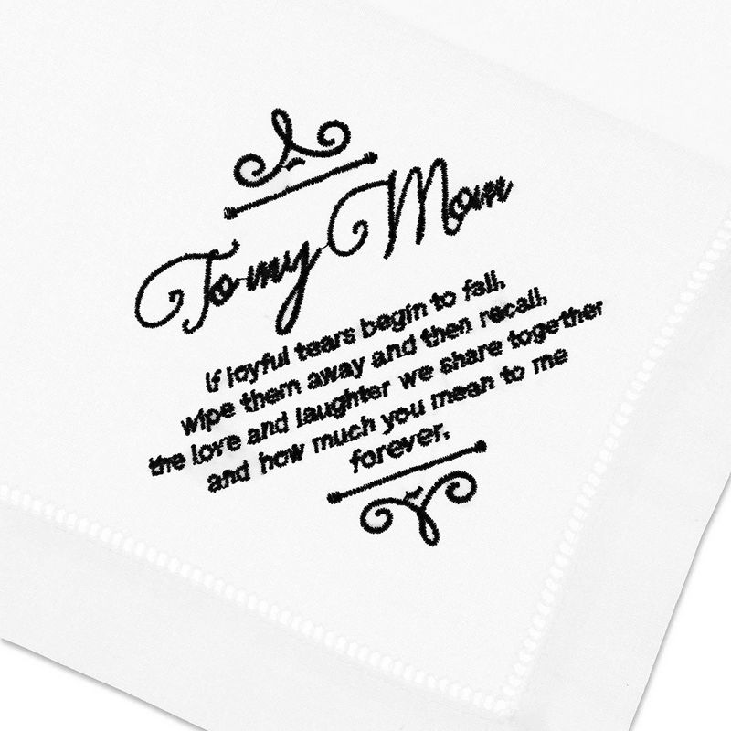 Juvale Embroidered Handkerchief Napkin for Mom, Wedding Gift Keepsake, White (6 Inches)