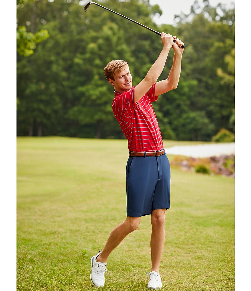 Roundtree & Yorke Big and Tall Performance 9#double; and 11#double; Inseam Flat Front Herringbone Print Shorts