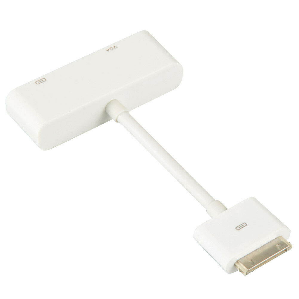 White ABS 30pin Digital AV Adapter To VGA Fit For iPhone 4 4S iPod iPad 2 3