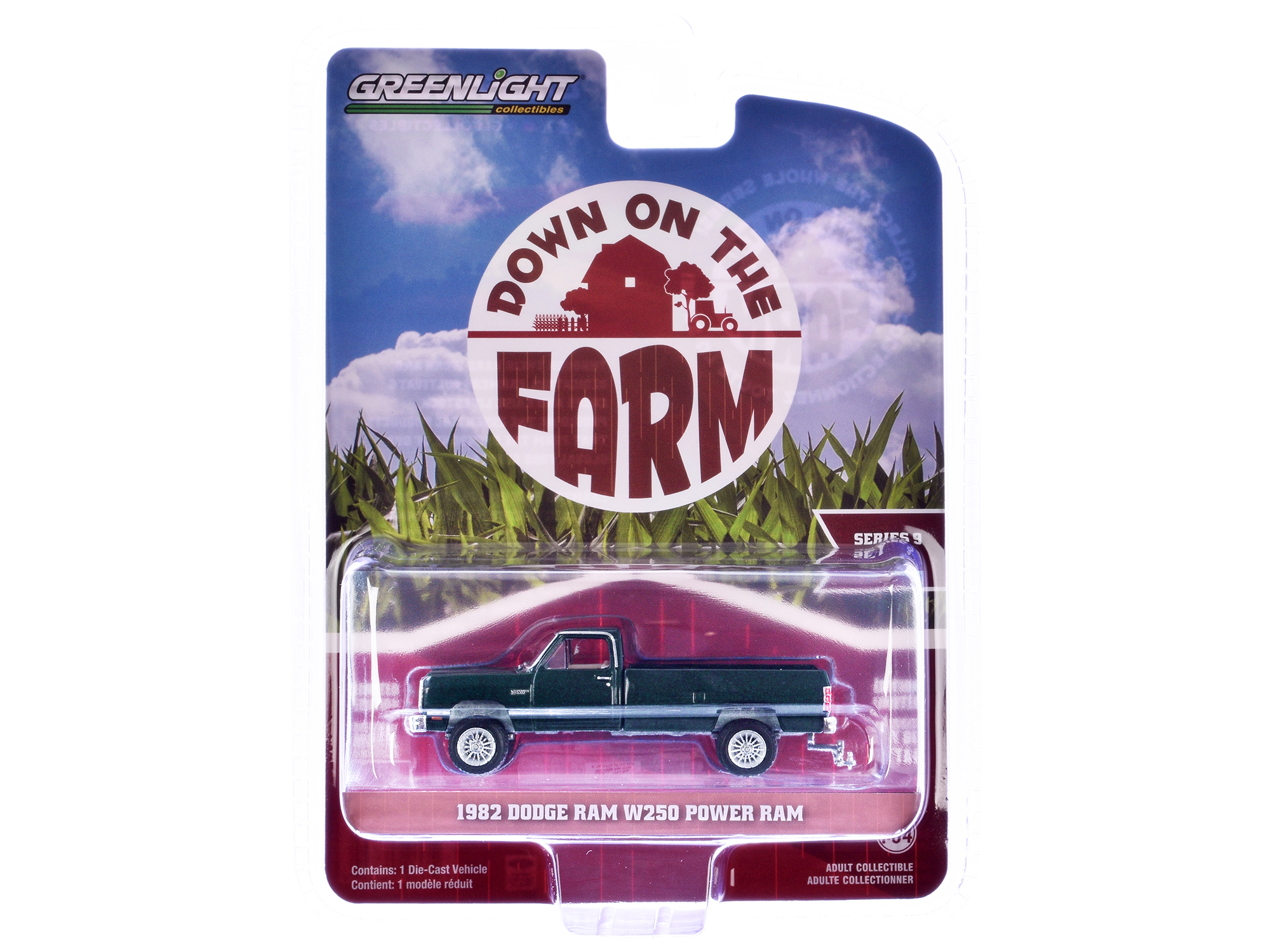 1982 Dodge Ram W250 Power Ram Pickup Truck Seaspray Green Metallic "Down on the Farm" Series 9 1/64 Diecast Model by Greenlight