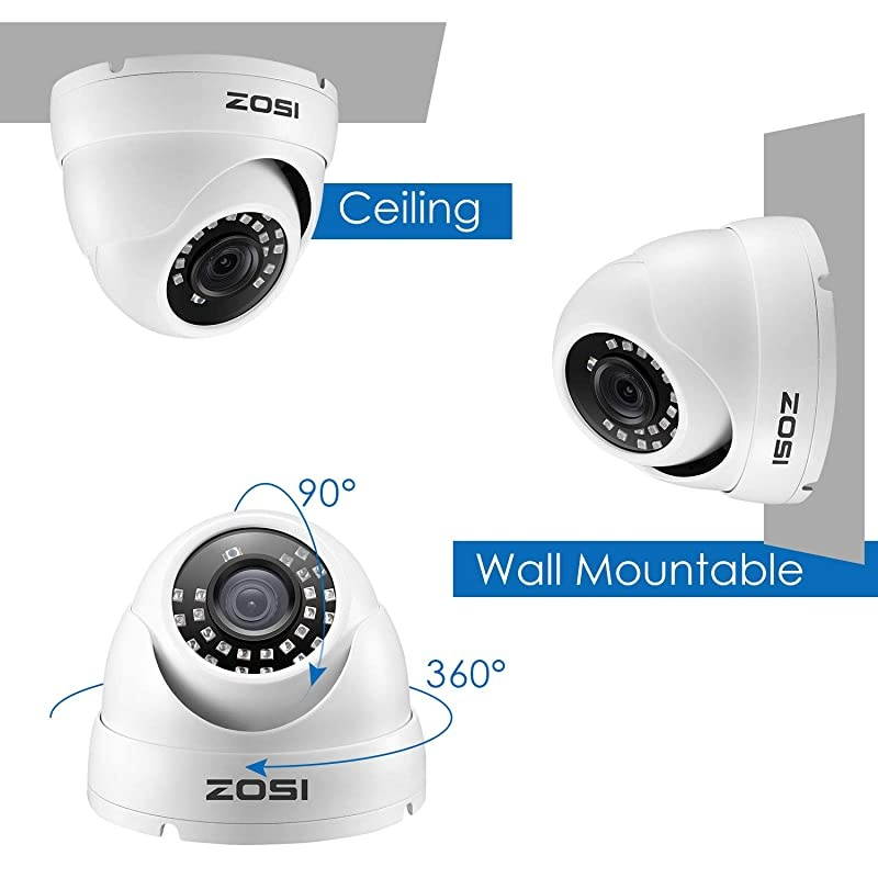 4 Pack 1080P Security Cameras 2.0MP Waterproof Outdoor Indoor 80ft Day Night CCTV White Dome Surveillance Cameras Compatible with 720P/1080N/1080P/5MP/4K HD-TVI AHD CVI Analog CCTV DVR Systems