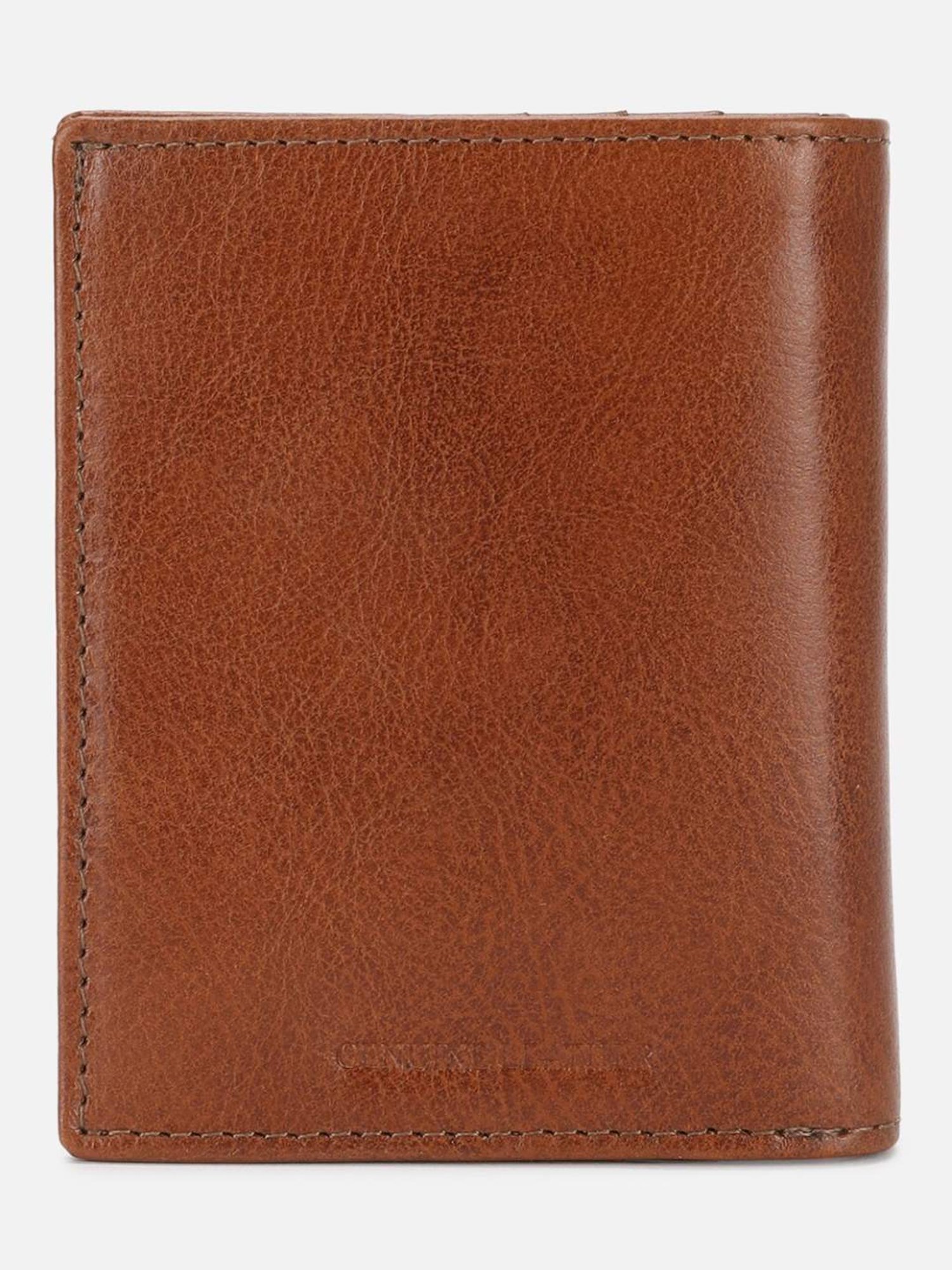 Louis Philippe Brown Leather Solid Bi-Fold Wallet
