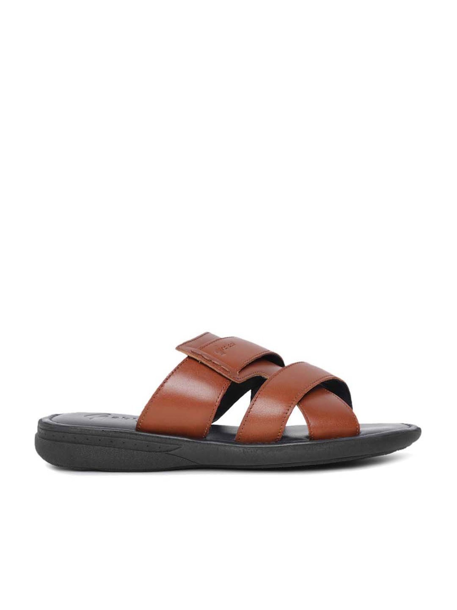 Gabicci Men's Rich Tan Cross Strap Sandals