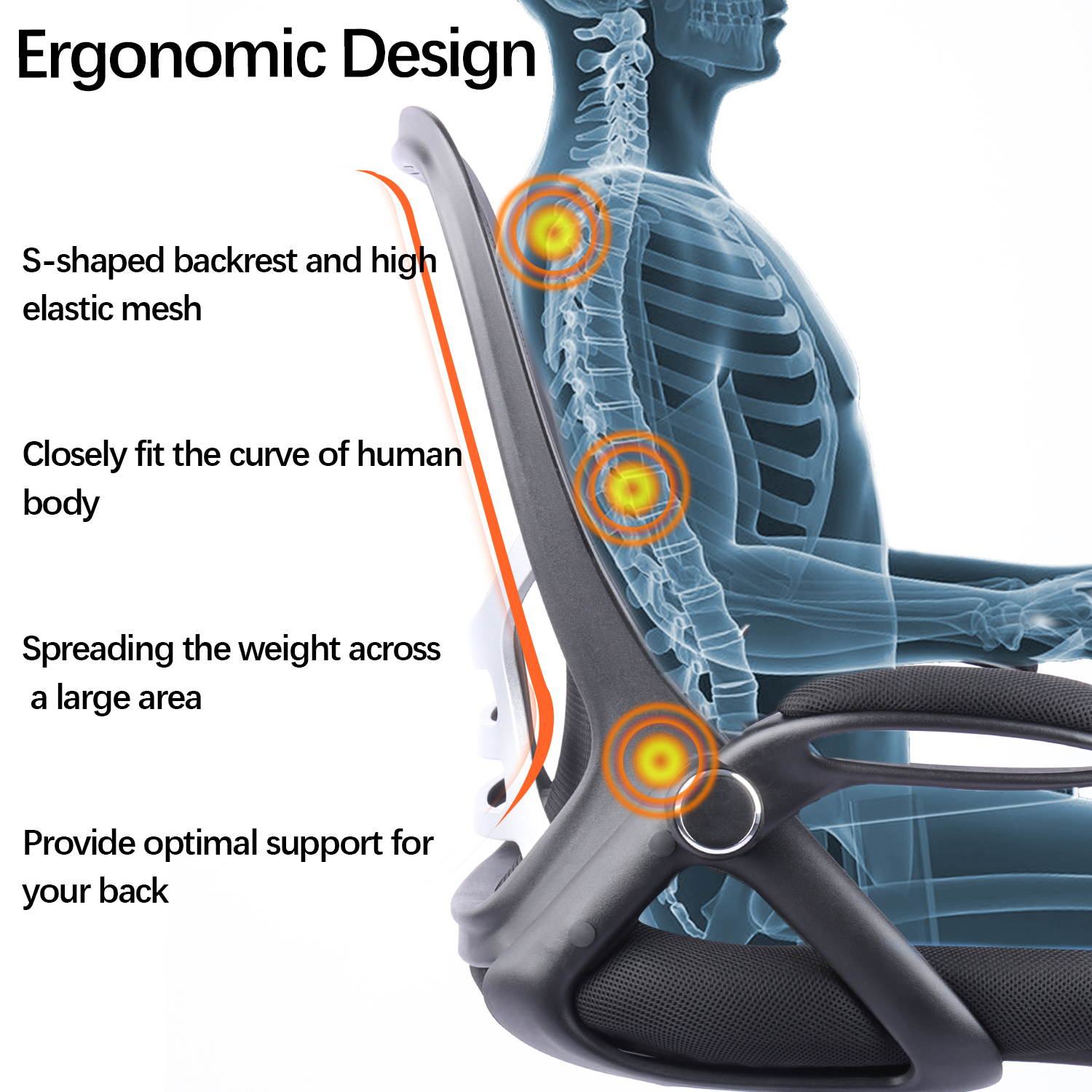Big and Tall Office Chair, Mesh Home Office Desk Chair Clearance, Swivel Computer Task Chair with Flip-up Arms, Ergonomic High-Back Office Chair, Height Adjustable(Black)