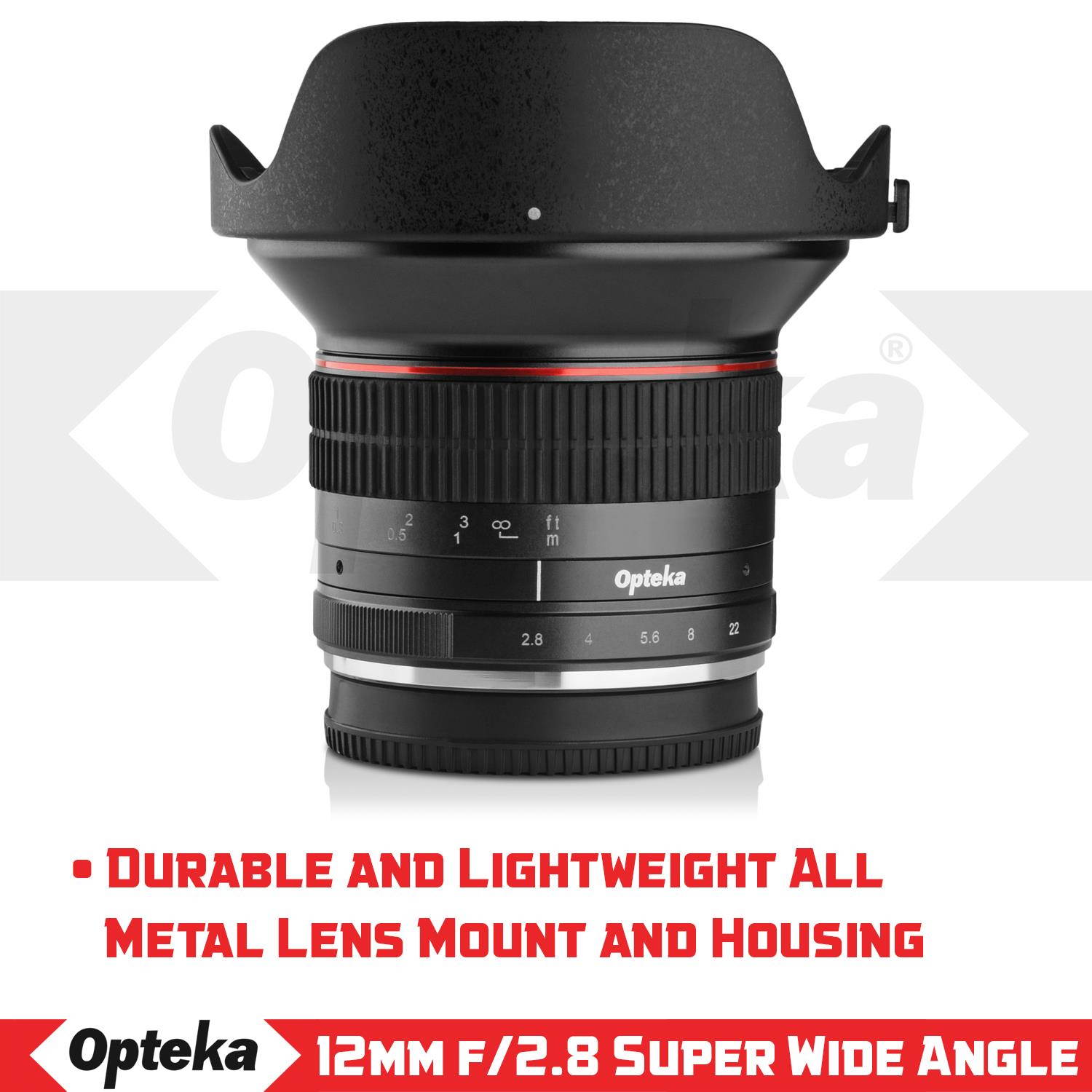 Opteka 12mm f/2.8 HD MC Manual Focus Wide Angle Lens for Canon EF-M Mount APS-C Digital Cameras