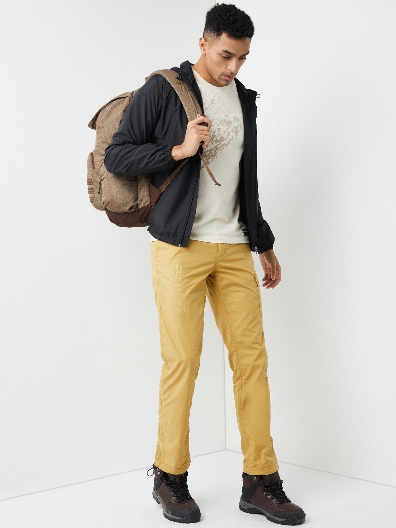 Wildcraft Khaki Cotton Regular Fit Trackpants