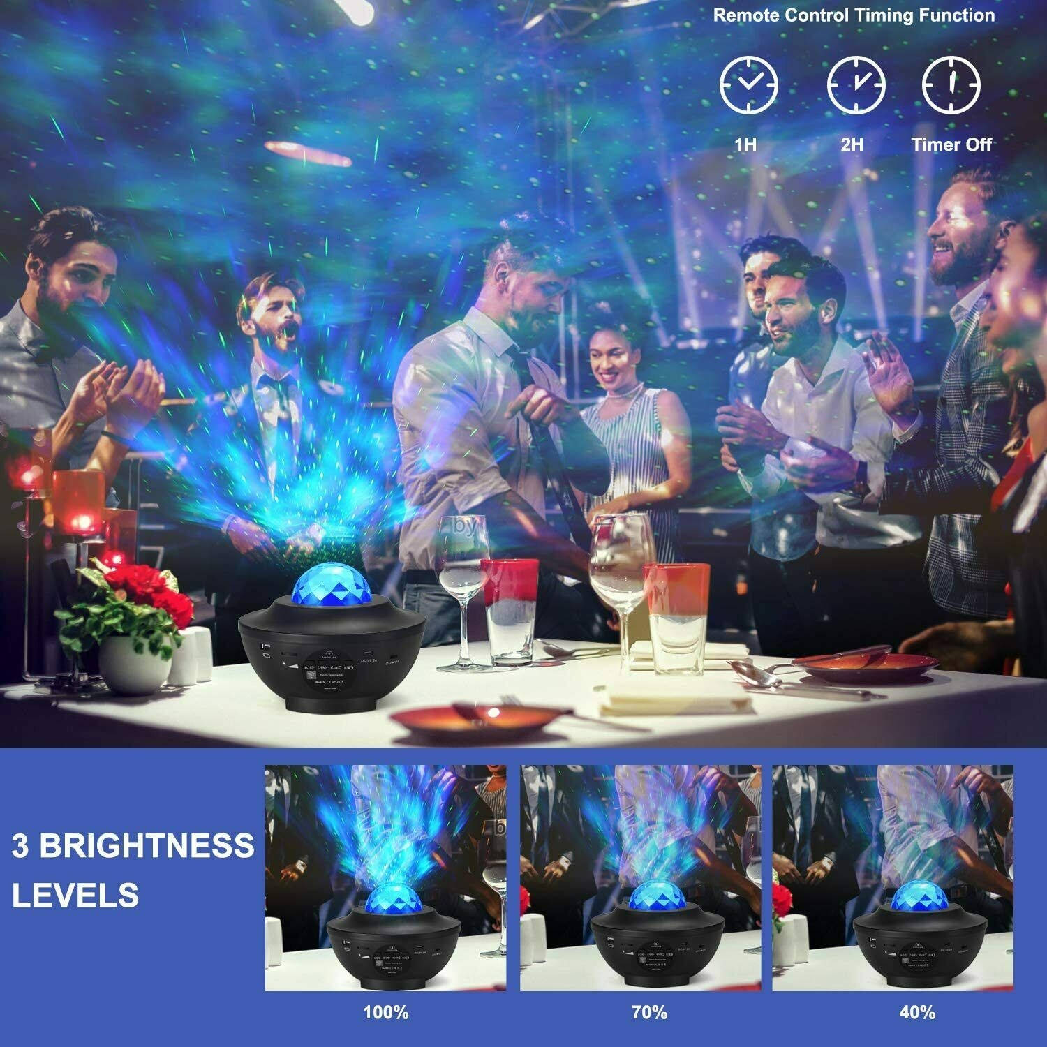 US LED Starry Night Sky Projector Lamp Ocean Wave Star Light Room Romantic Decor