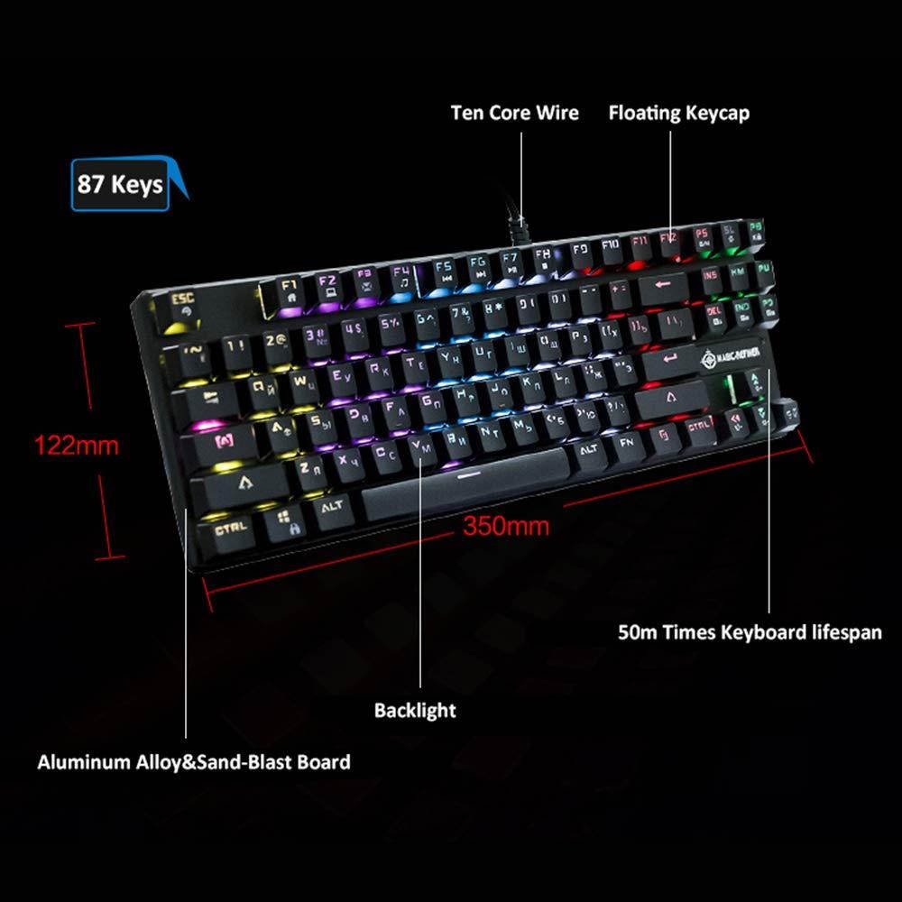 Docooler Mechanical Gaming Keyboard USB Wired RGB Backlight Blue Switch 87 Keys for Gamer Office E-Sports Magic-Refiner